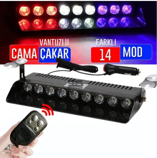 CAM iÇi ÇAKAR LAMBA KUMANDALI  9 LED 12V KIR-MAVi-BEY 1